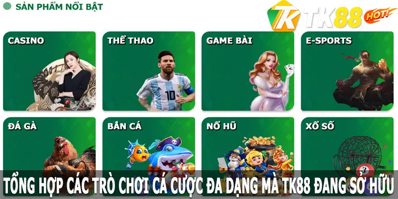 Các trò cá cược đa dạng mà TK88 đang sở hữu